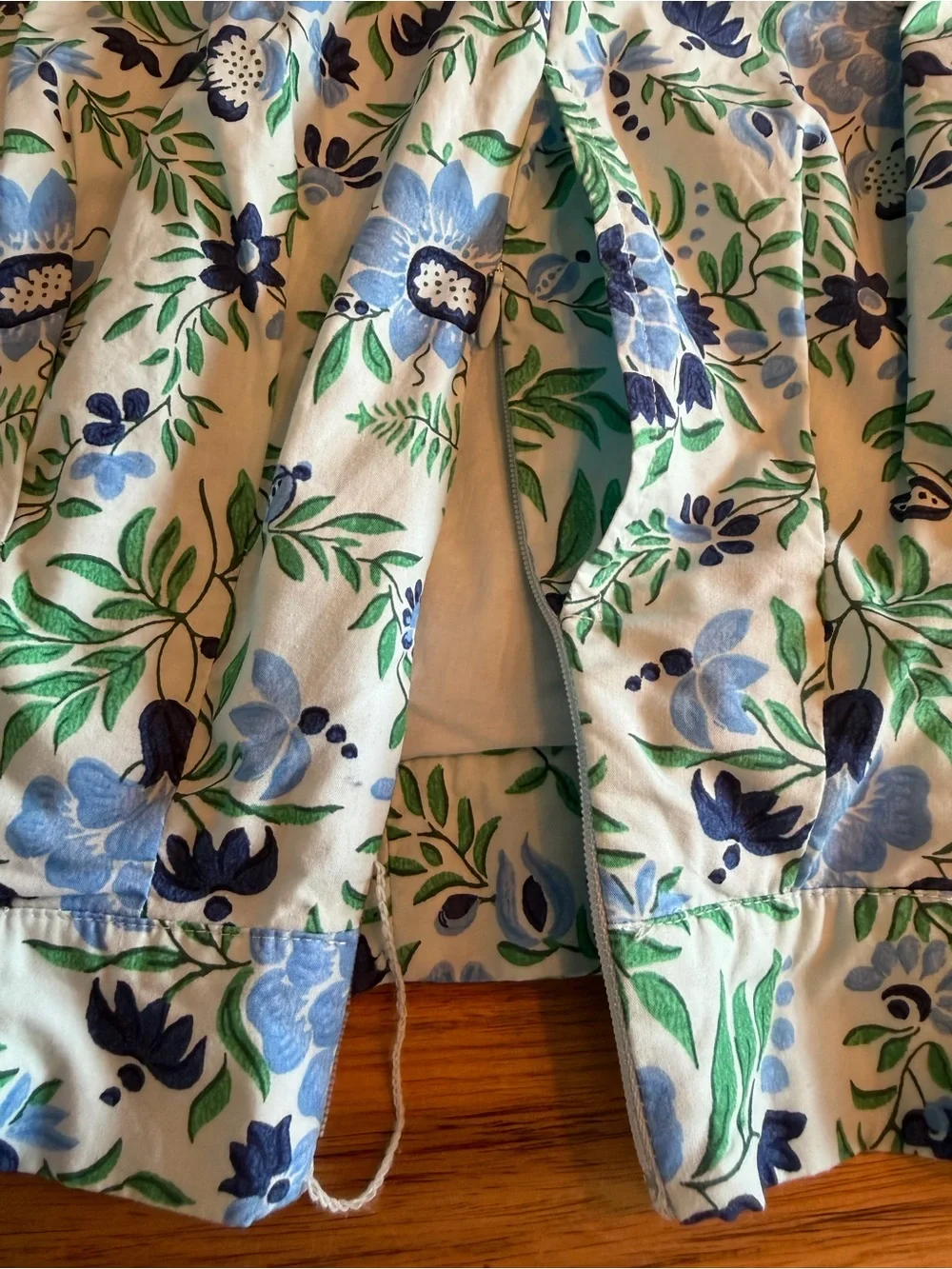 Talbots Petite Floral Pleated Midi Skirt Blue Green 100% Cotton Size 4P
